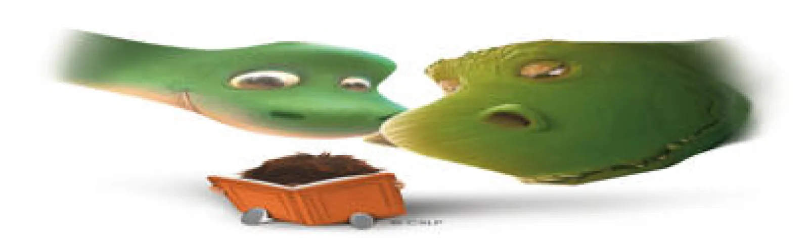 A little boy reading a book and 2 dinosaur heads peaking over him to see what he is reading.