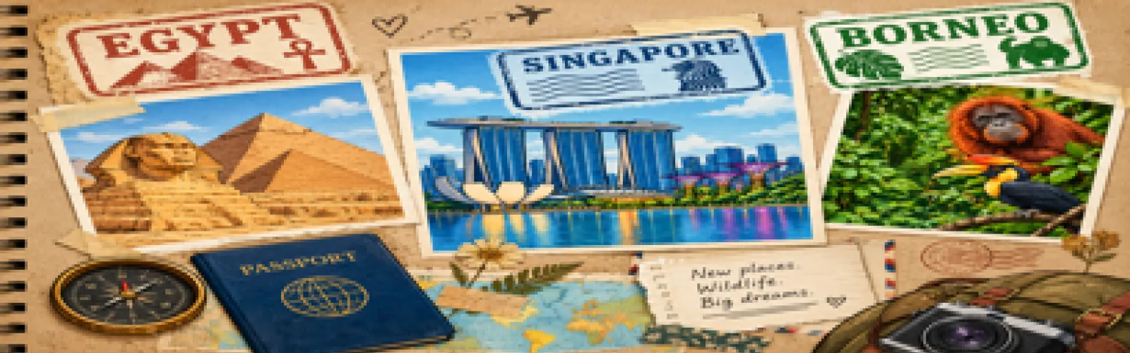 Scrapbook photos of places traveled to in the next Explore Meeting.